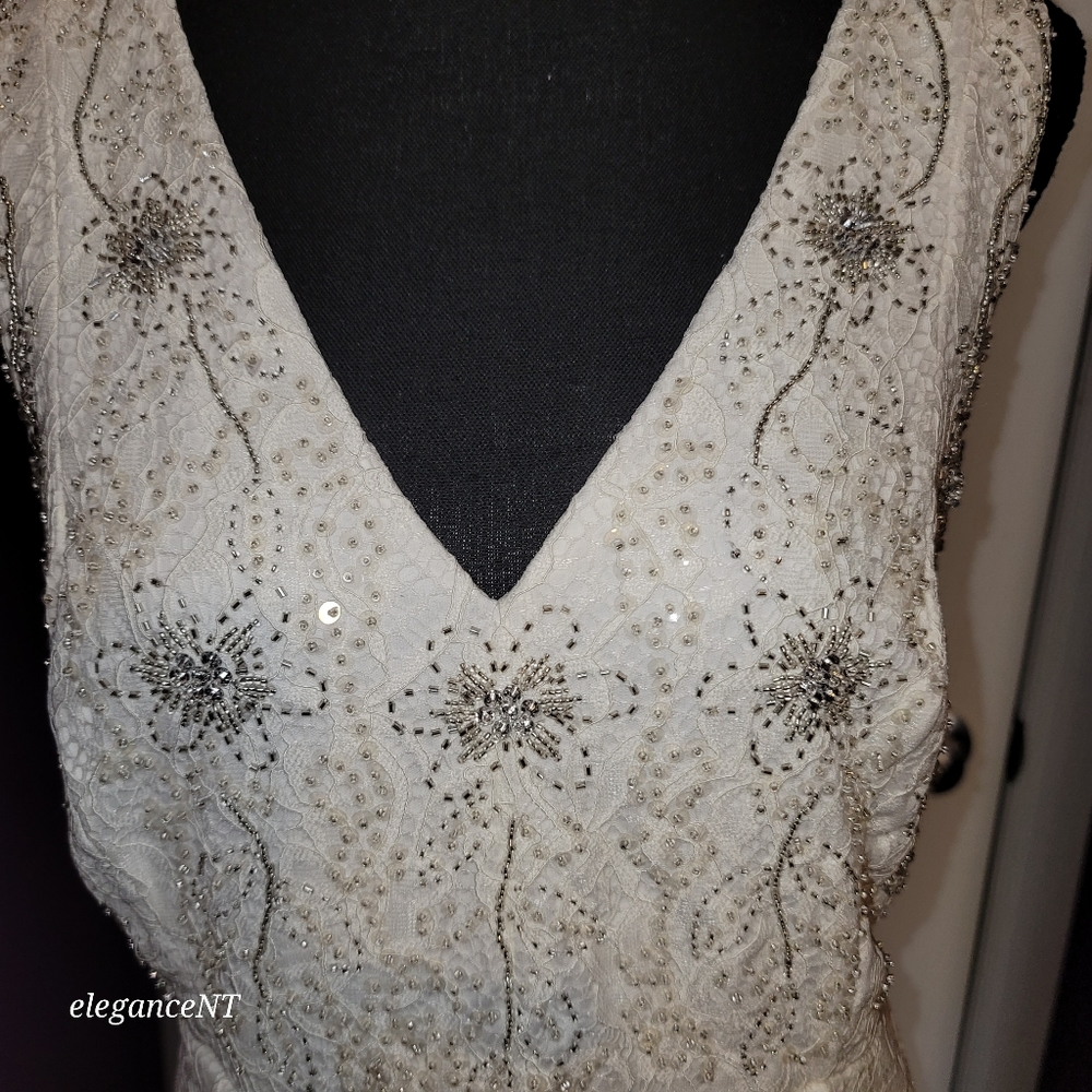 Torrid Ivory Lace Beaded Sleeveless Mermaid Wedding Dress with Train Sz: 14 NWT - Picture 4 of 16